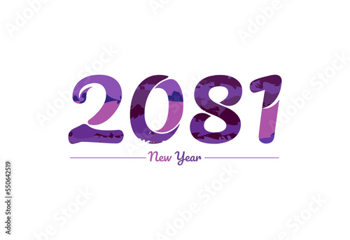 Modern 2081 new year typography design, new year 2081 logo