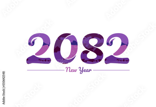 Modern 2082 new year typography design, new year 2082 logo