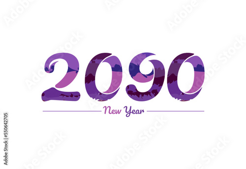 Modern 2090 new year typography design, new year 2090 logo