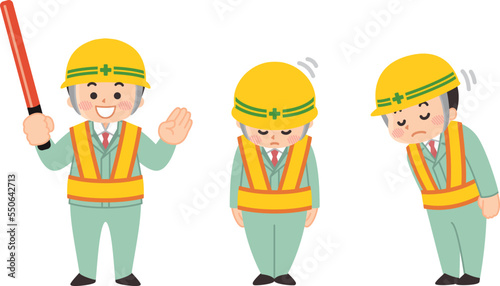 お辞儀する作業員の男性