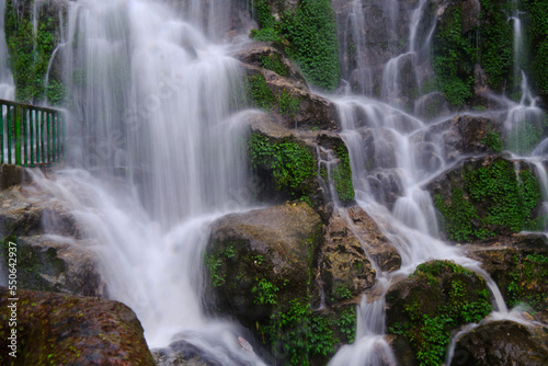 Fototapeta Naklejka Na Ścianę i Meble -  Beautiful waterfall Landscape on the way to Lachen from Gantok, Sikkim, India.