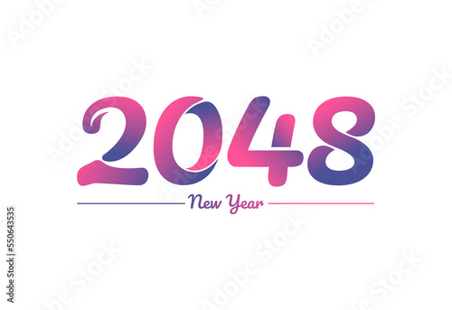 Colorful gradient 2048 new year logo design, New year 2048 Images