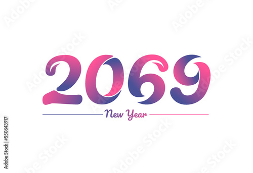 Colorful gradient 2069 new year logo design, New year 2069 Images