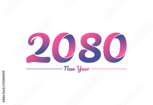 Colorful gradient 2080 new year logo design, New year 2080 Images