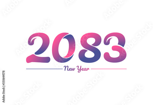 Colorful gradient 2083 new year logo design, New year 2083 Images