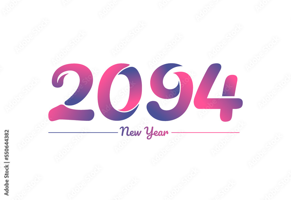 Colorful gradient 2094 new year logo design, New year 2094 Images