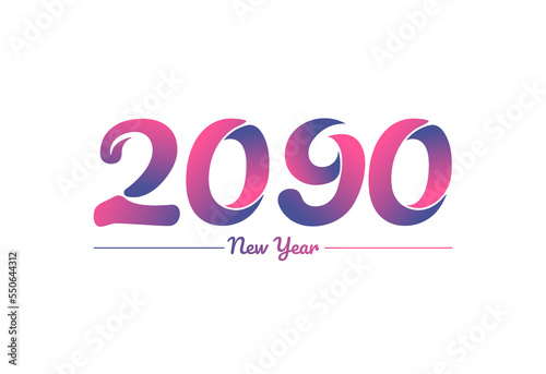 Colorful gradient 2090 new year logo design, New year 2090 Images