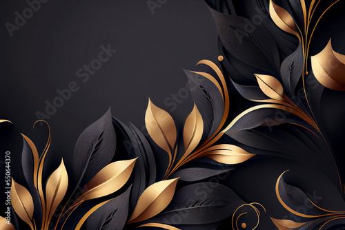 abstract black and gold floral pattern background