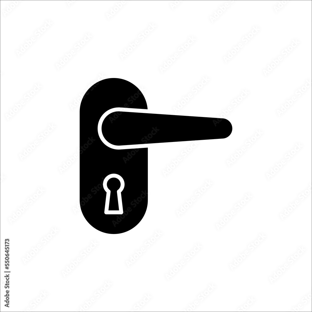 Door handle icon outline and filled vector illustration. color editable