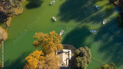 Canvas Print Aerial view of the small lake in Villa Borghese park
