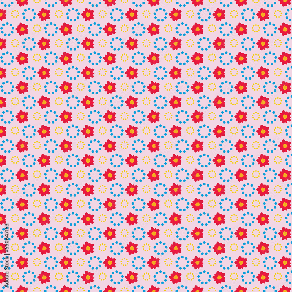 seamless pattern with red flowers.  simple pretty small flowers, floral  texture background. Spring, summer romantic,  blossom flower garden seamless pattern for clothing, wrapping paper, tablecloth 