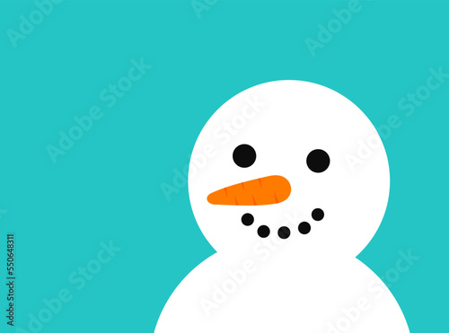 Cute snowman on blue background. Winter Christmas snowman card.