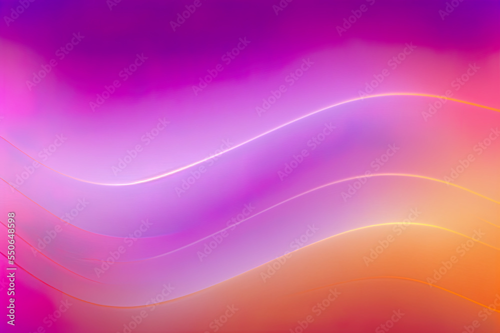 Fototapeta premium abstract colorful waves with almost invisible lines-structure, copy text, space for your text, orange pink purple color schemed, gradient background, digital, illustration, generated art