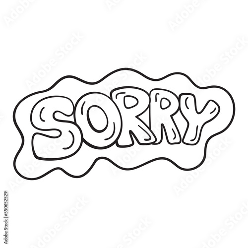 Isolated vector illustration of sorry sign. Cute thin line icon for design, cover etc. photo
