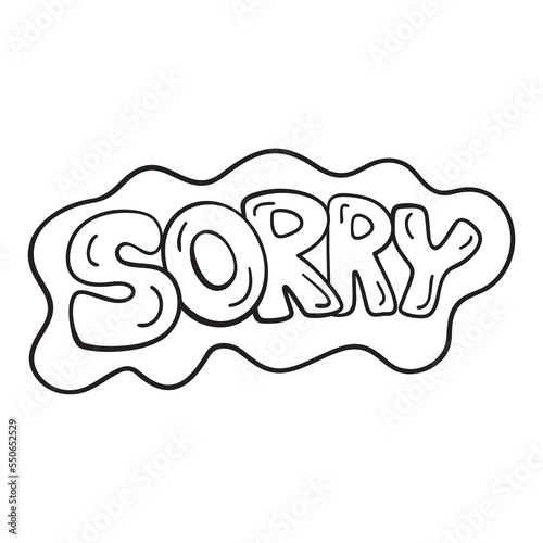 Isolated vector illustration of sorry sign. Cute thin line icon for design, cover etc.