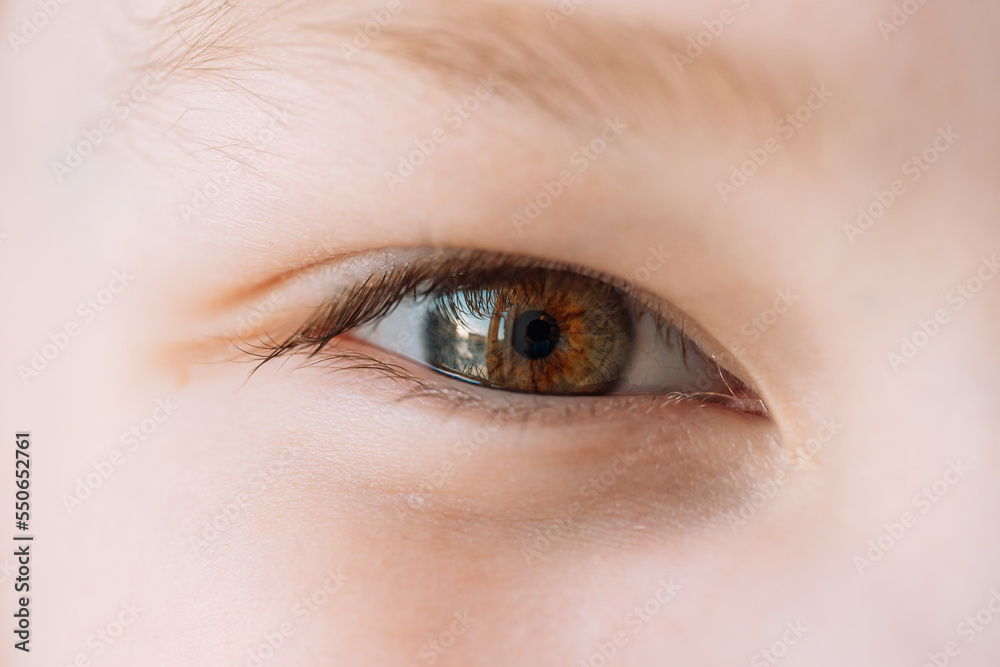 Green-brown eye of a boy close-up. Green-brown eye of a boy close-up.