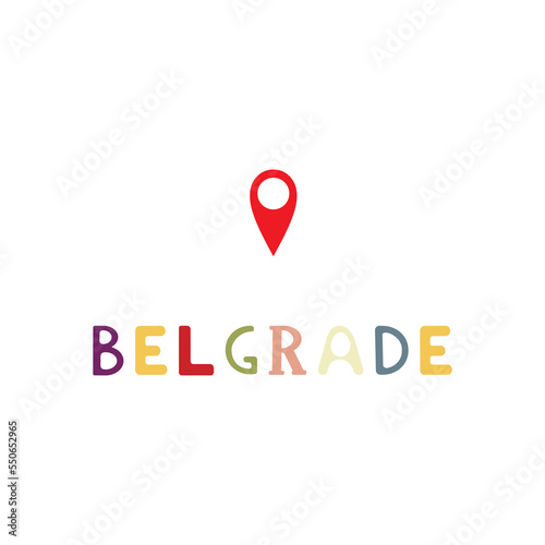 Belgrade phrase with gps pin.