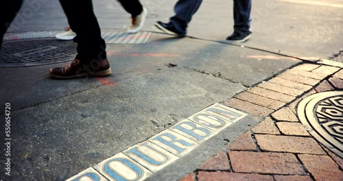 Bourbon Street road sign in the French Quarter New Orleans Louisiana USA