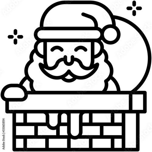 Santa Claus in chimney icon, Christmas related vector illustration