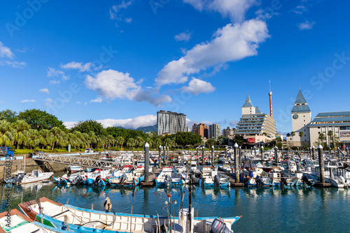 New Taipei, Taiwan 14 November 2022: Tamsui Fisherman Wharf in Taiwan photo