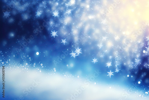 Blurry background of snowflakes with bokeh. Perfect for cards, posters and more.  © DW