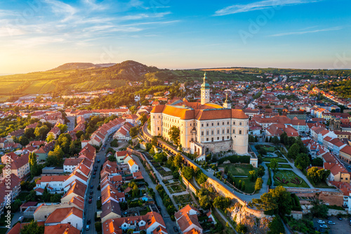 Mikulov Castle in the town of Mikulov in South Moravia, Czech Republic. View of the Beautiful City of Mikulov in the Czech Republic, with the Impressive Mikulov Castle