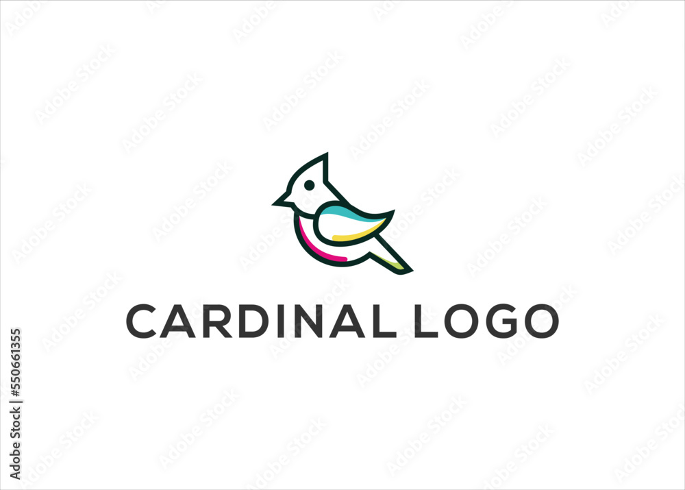 Cardinal Bird Logo Design with line art style Cardinal Bird Logo Design with line art style
