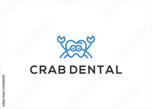 crab dental logo design vector
