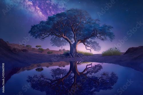 A magnificent and ancient Blue Jacaranda tree. 3d illustration