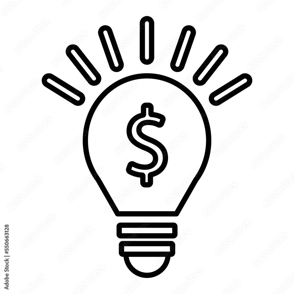 Bulb Dollar Icon In Line Style Bulb Dollar Icon In Line Style