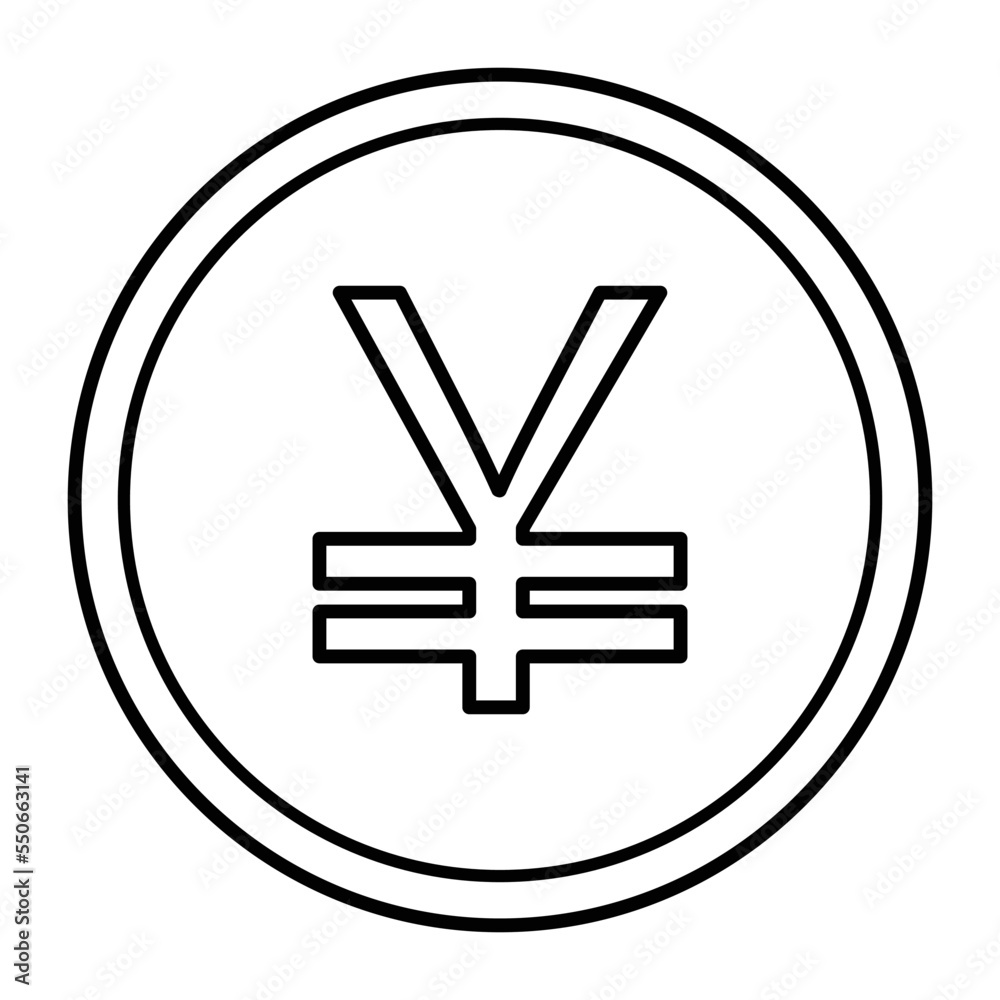 Obraz premium Japanese Yen Or Chinese Yuan Currency Icon In Line Style