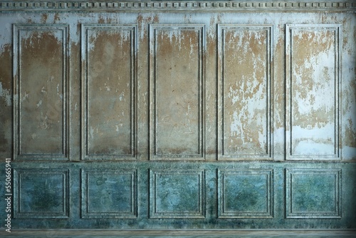 Fotografija Classic wall of old stucco panels paint