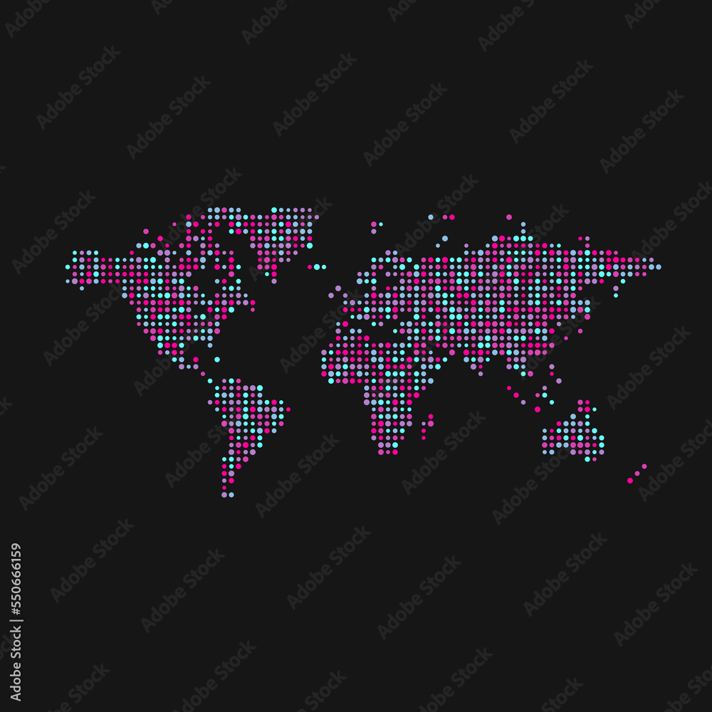 Fototapeta premium World 1 Silhouette Pixelated pattern map illustration