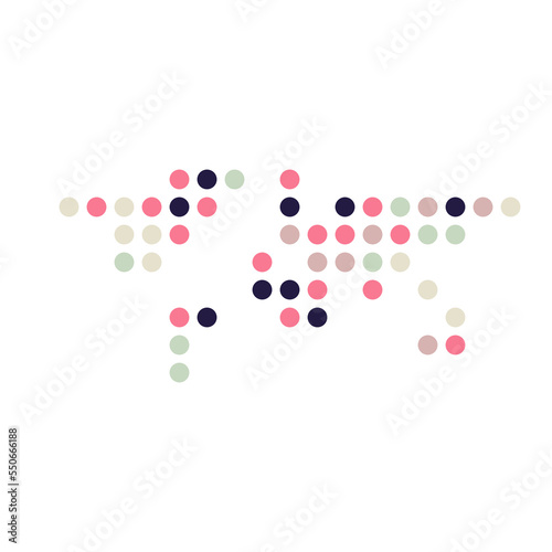 World 1 Silhouette Pixelated pattern map illustration