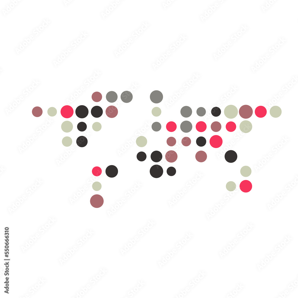 Fototapeta premium World 1 Silhouette Pixelated pattern map illustration