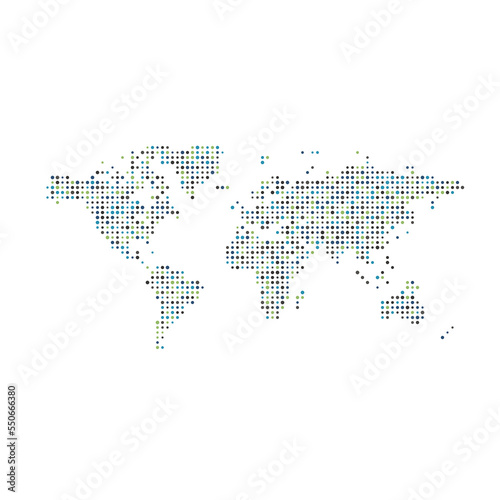 World 1 Silhouette Pixelated pattern map illustration