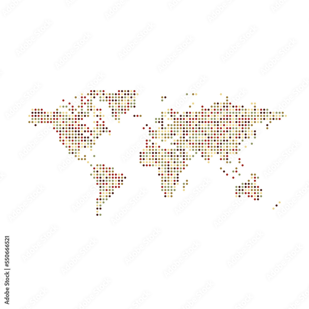 Fototapeta premium World 1 Silhouette Pixelated pattern map illustration