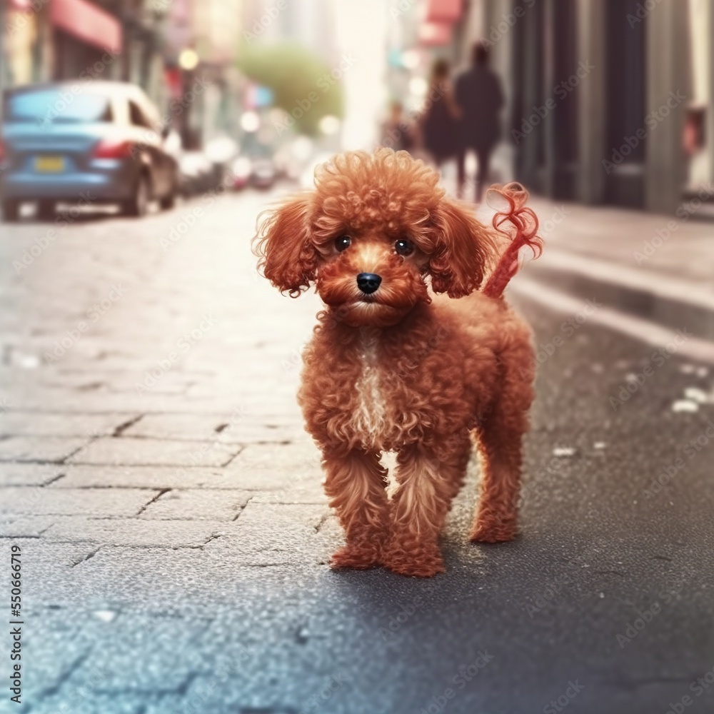poodle puppy in the street