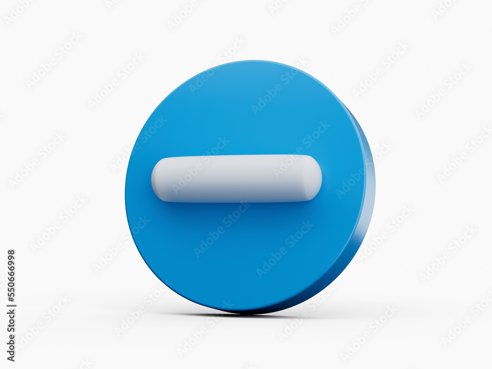 Minus 3d icon on blue button circle shape isolated on white background 3d illustration Minus 3d icon on blue button circle shape isolated on white background 3d illustration