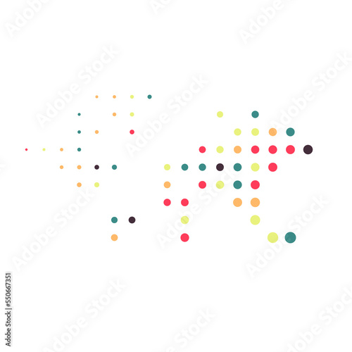 World 2 Silhouette Pixelated pattern map illustration