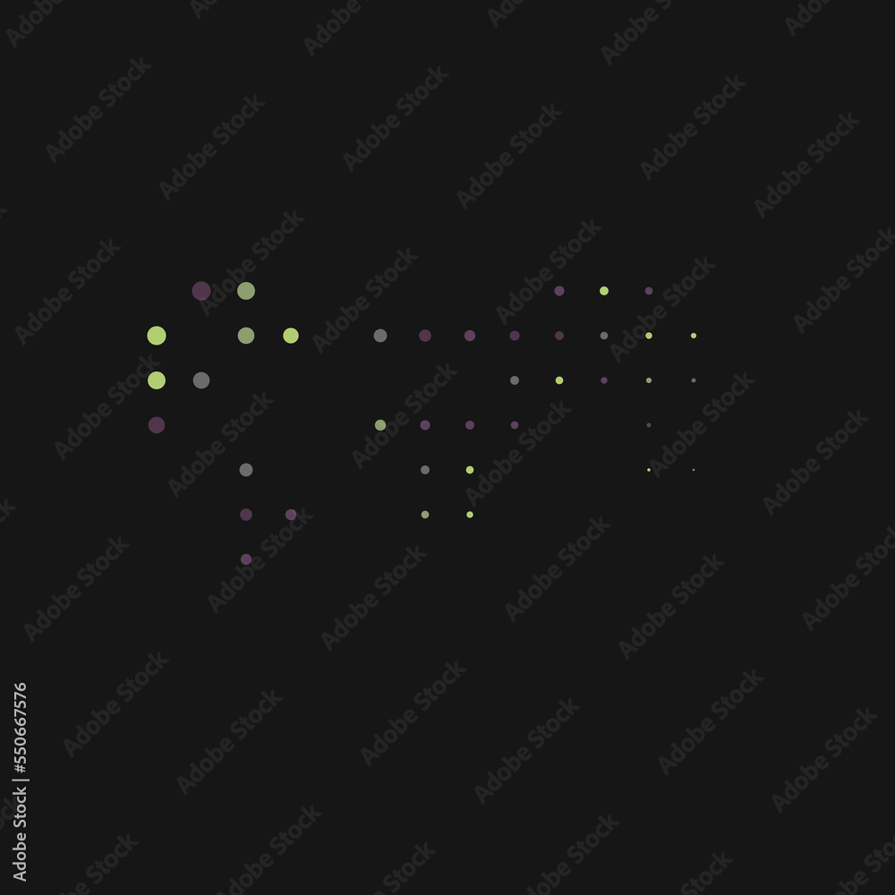 World 3 Silhouette Pixelated pattern map illustration World 3 Silhouette Pixelated pattern map illustration