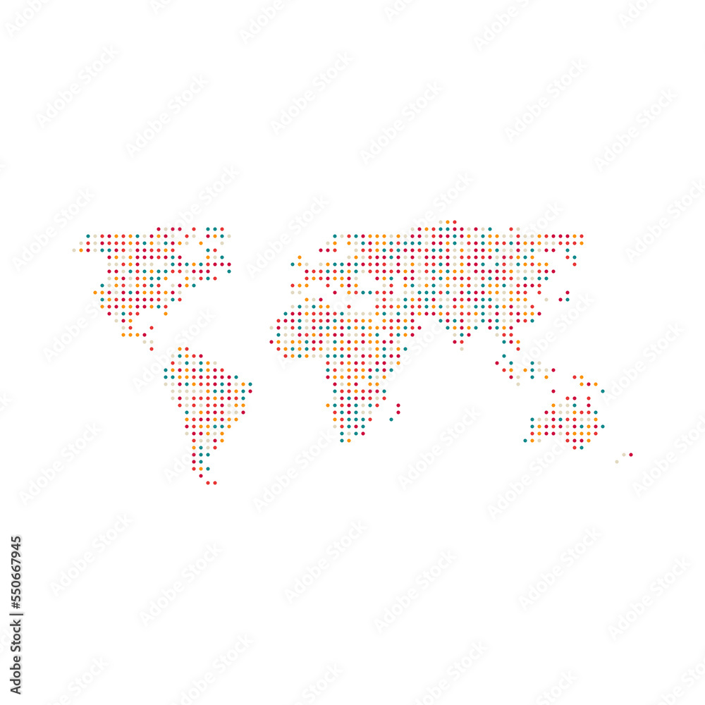 Fototapeta premium World 3 Silhouette Pixelated pattern map illustration