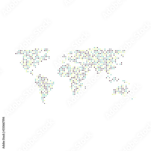 World 3 Silhouette Pixelated pattern map illustration
