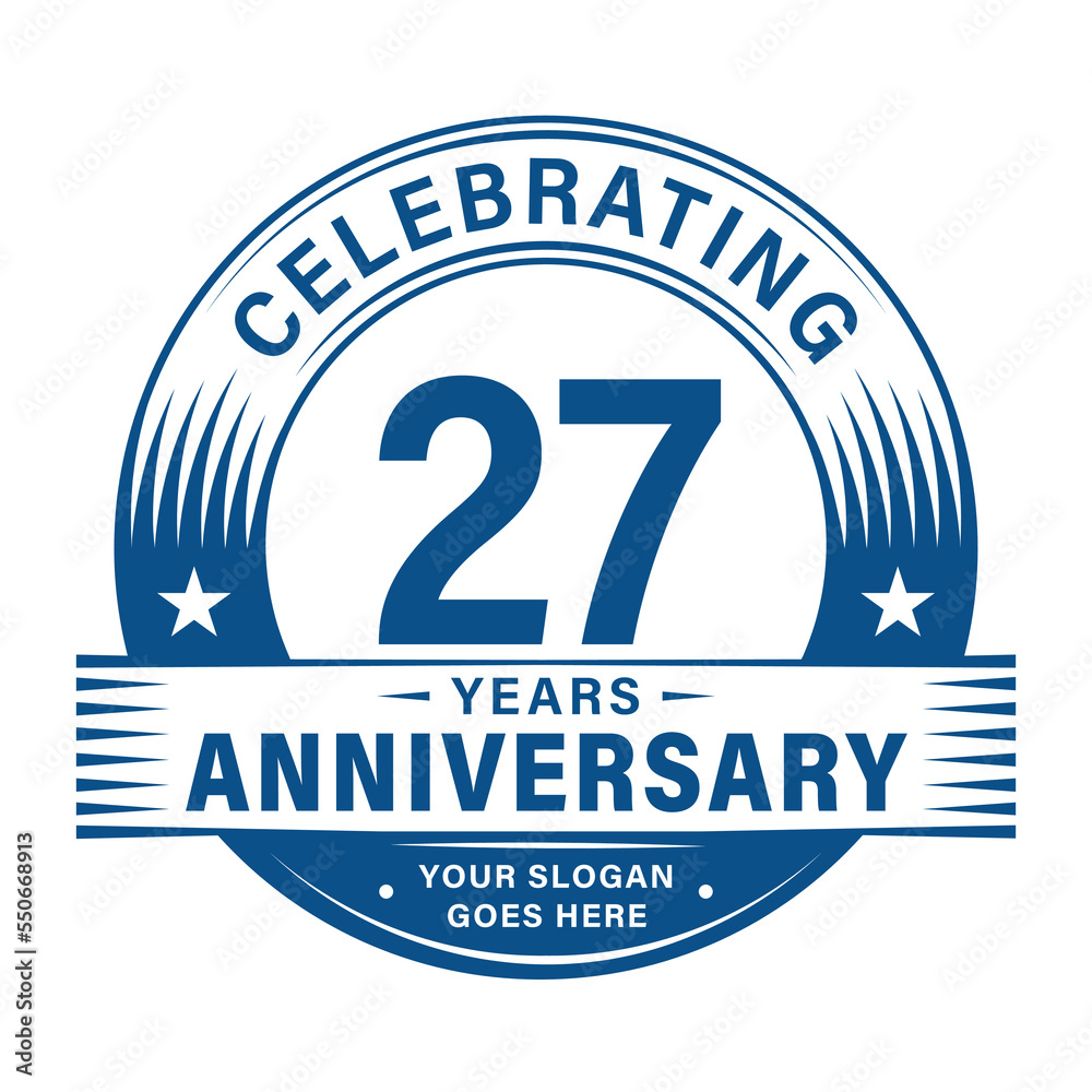 27 years anniversary celebration design template. 27th logo. Vector and illustrations.
