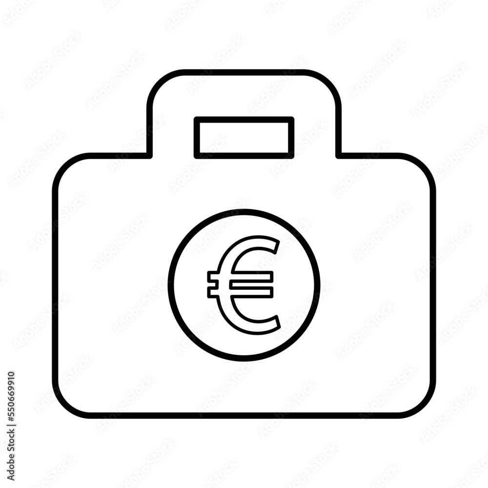 Euro Bag Icon In Line Style