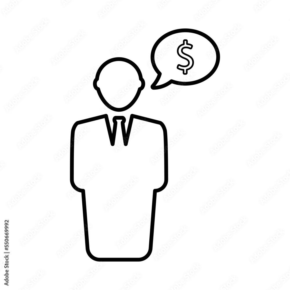 Businessman With Dollar Icon In Line Style Businessman With Dollar Icon In Line Style