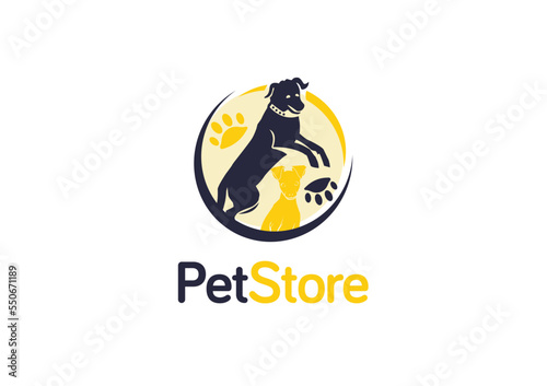 Pet store logo concept flat vector design