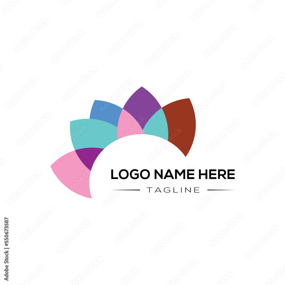 Beauty and Fashion logo icon with the flower on white background