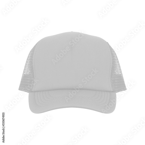 White Trucker Hat Mock-Up on White Background