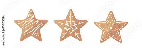 christmas gingerbread, stars - vector illustration